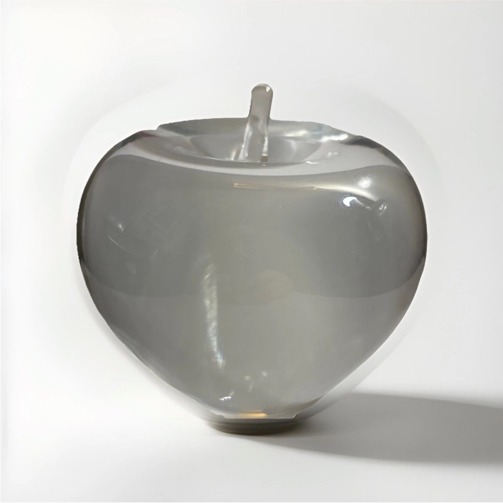 Elegant Vintage Clear Glass Apple Paperweight